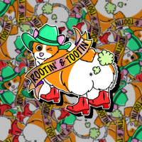 Rootin’ & Tootin’ Corgi sticker