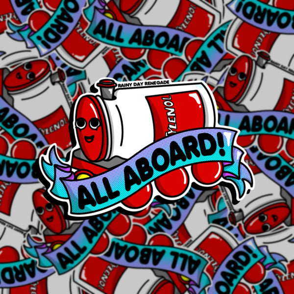 All aboard Tylenol train autism sticker