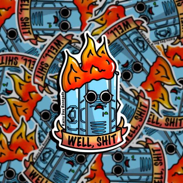 Well, shit. Flaming outhouse sticker